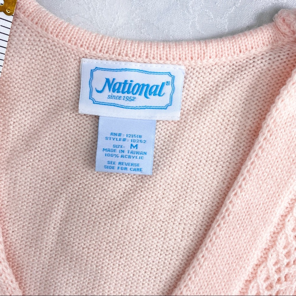 Vintage Oversized Pink Sweater Vest M Knit - Picture 5 of 6